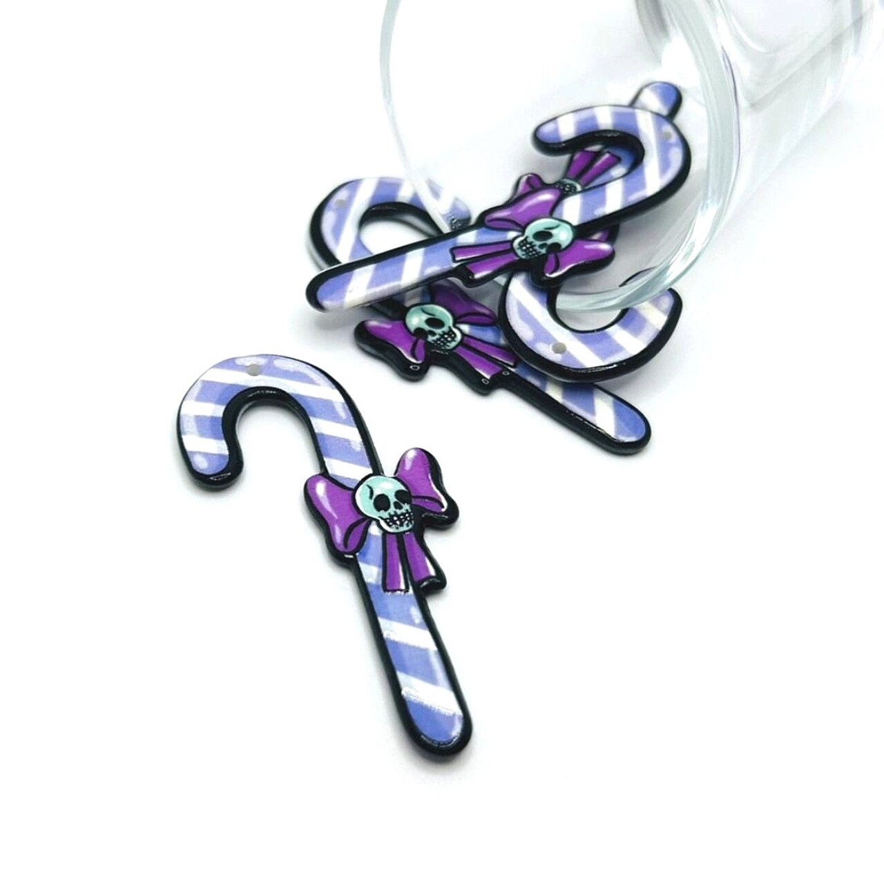 Creepy Christmas Candy Cane with Skull Charms, 58x29mm